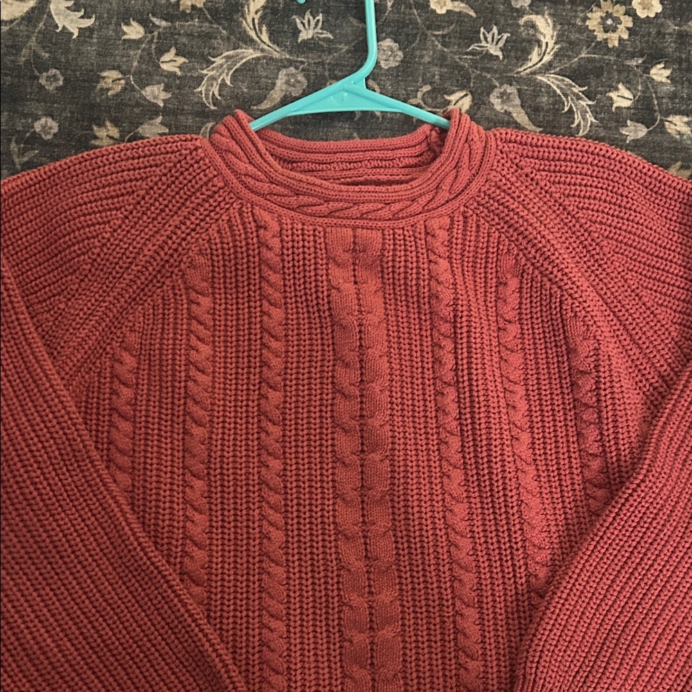 Eddie Bauer Sweater Women Med Pink rolled neck Pullover Crewneck Cable knit - Picture 3 of 6